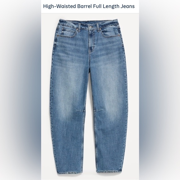 Old Navy High-Waisted Barrel Full Length Jeans in Medium Wash - Picture 6 of 13
